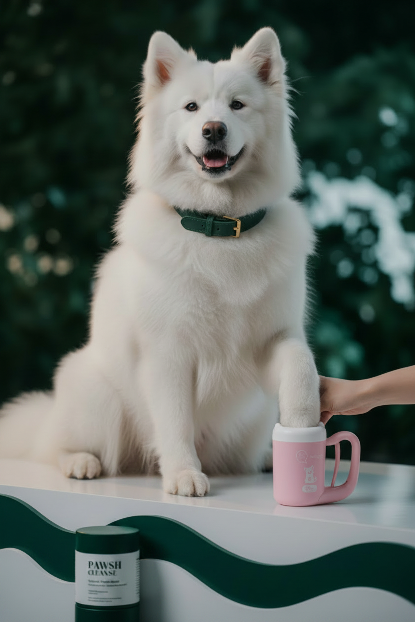 Samoyed curioso - PetNova Paw Cleaner